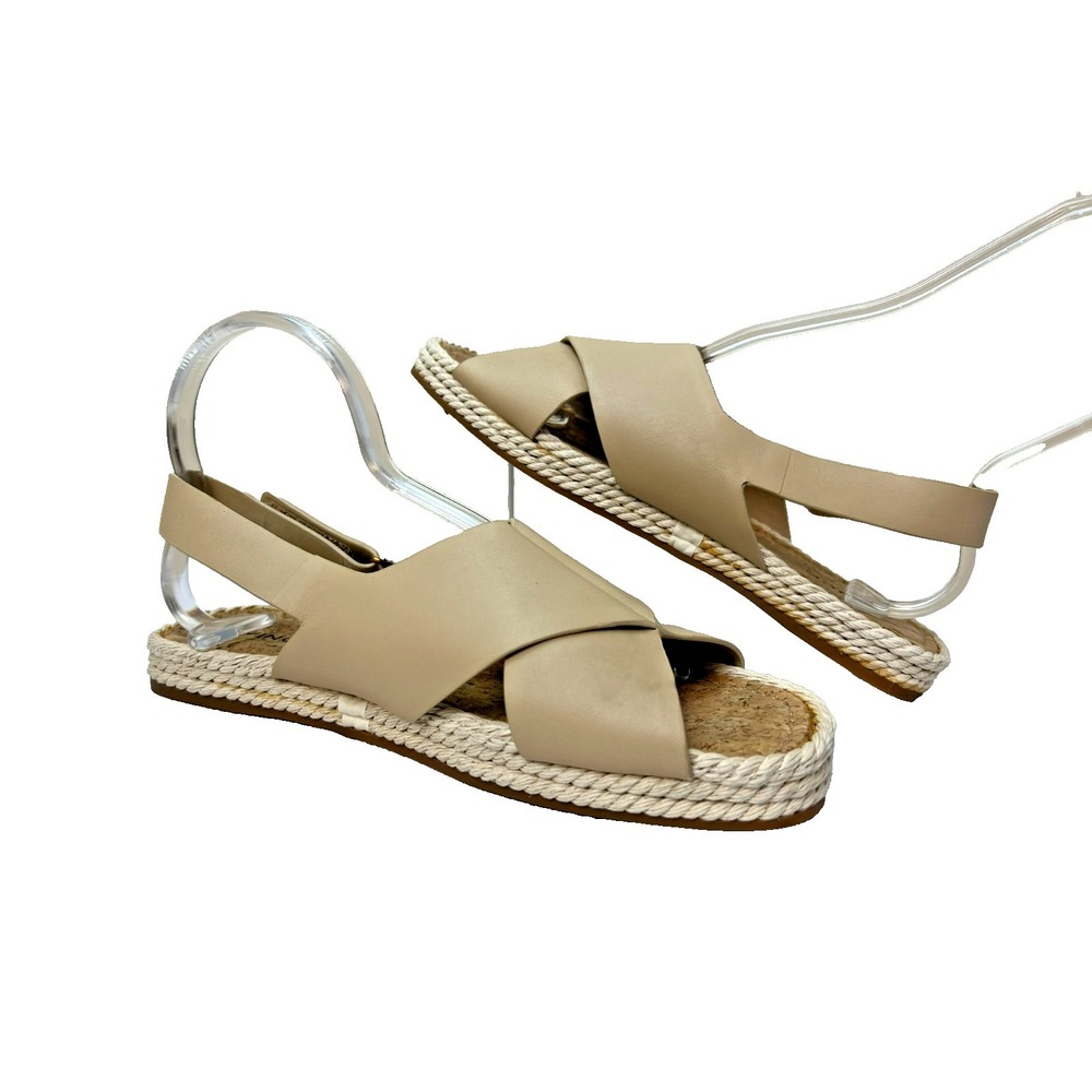 Vince Beige Cross‑Strap Espadrille Sandals